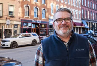 William Spencer, 50, decided to caucus and volunteer for a campaign for the first time. (Chris Bentley/Here & Now)