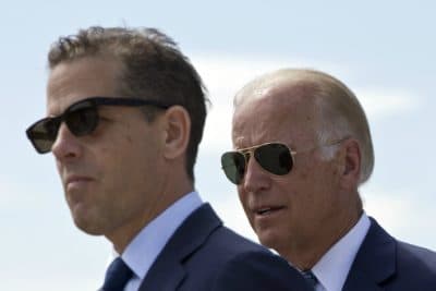 Vice President Joe Biden is pictured with his son Hunter Biden, left, Aug. 17, 2016. (Visar Kryeziu/AP)