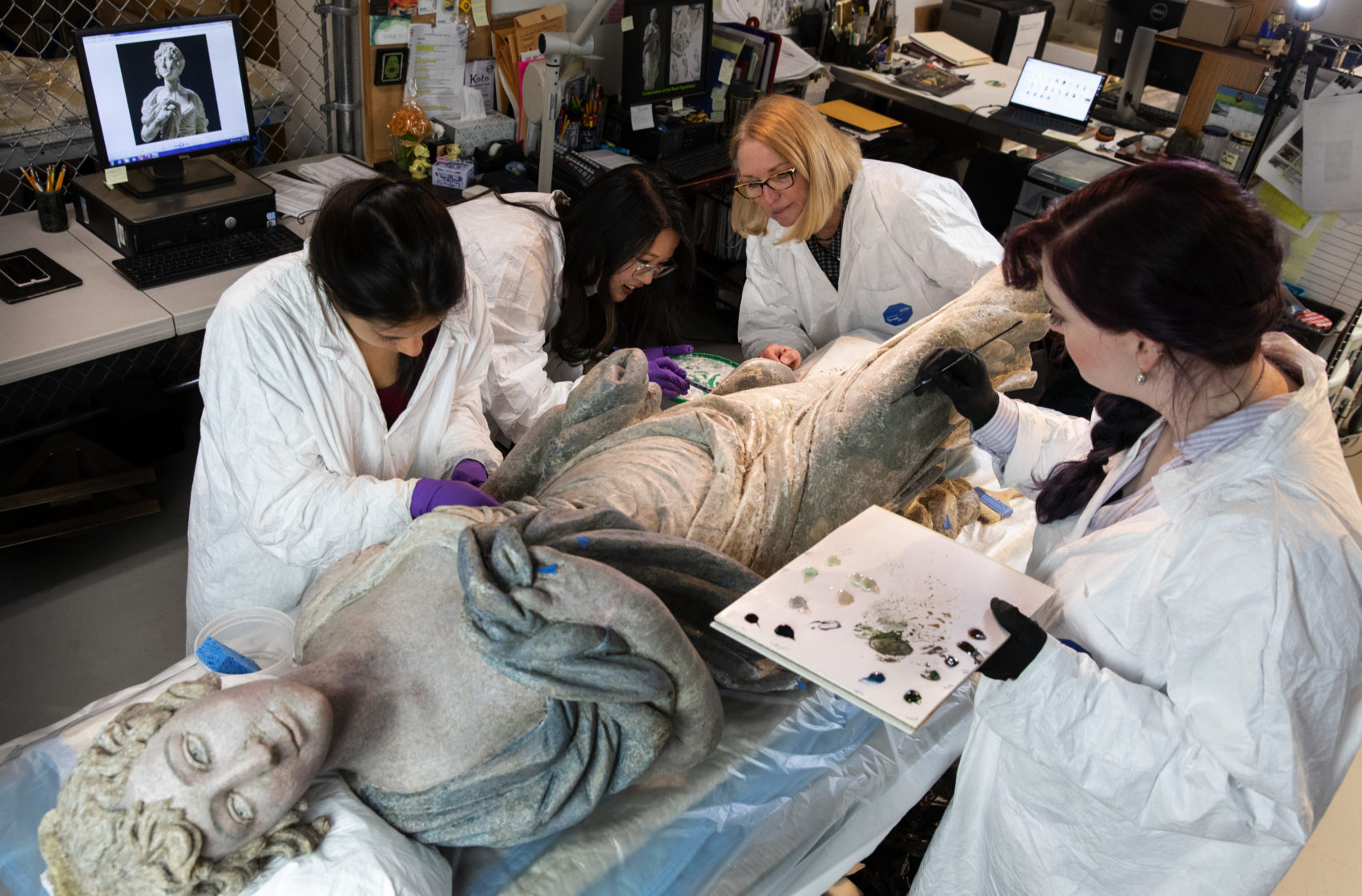 Conservators at the Peabody Essex Museum took painstaking efforts to preserve this figurehead (Courtesy Peabody Essex Museum)