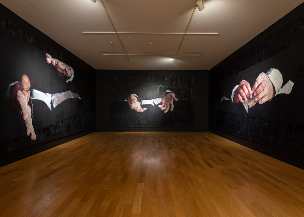Daniela Rivera's "Labored Landscapes (where hand meets ground)" installed at the Fitchburg Art Museum. (Courtesy of the artist)