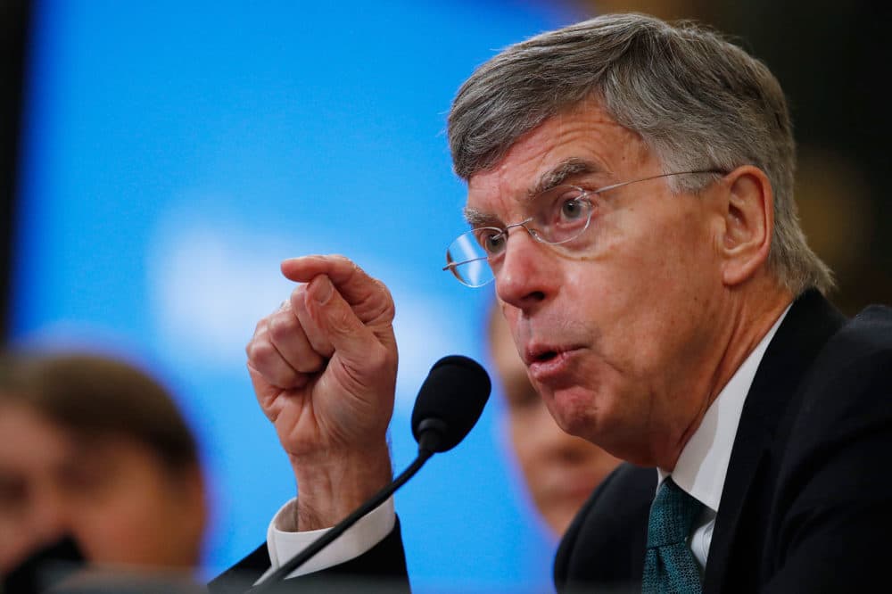 Top U.S. diplomat in Ukraine William Taylor testifies before the House Intelligence Committee on Capitol Hill Wednesday, during the first public impeachment hearing of President Trump. (Alex Brandon/AP)