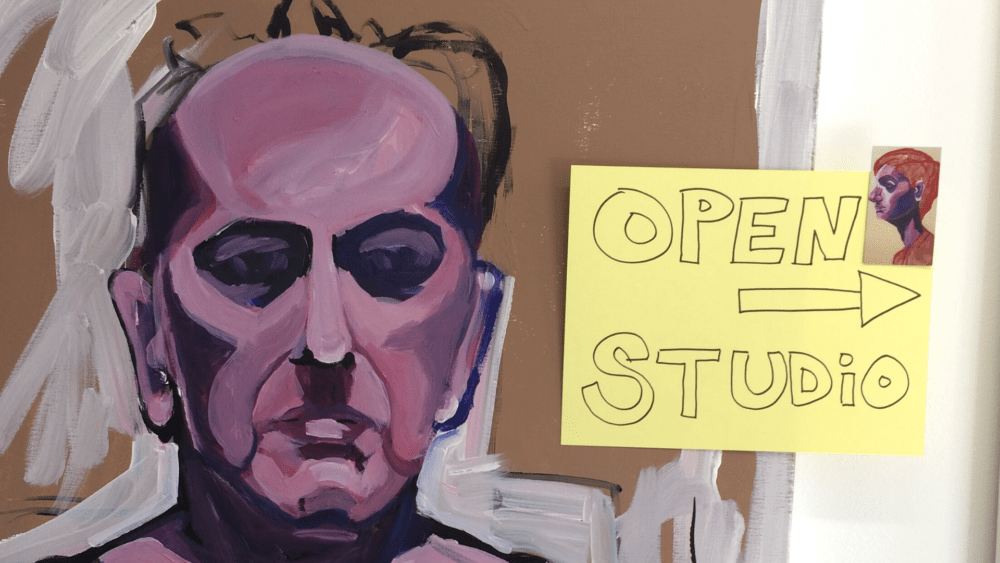Painting by Jessica Meuse at the entrance to her studio during a previous Open Studios. (Courtesy Chris Engles)