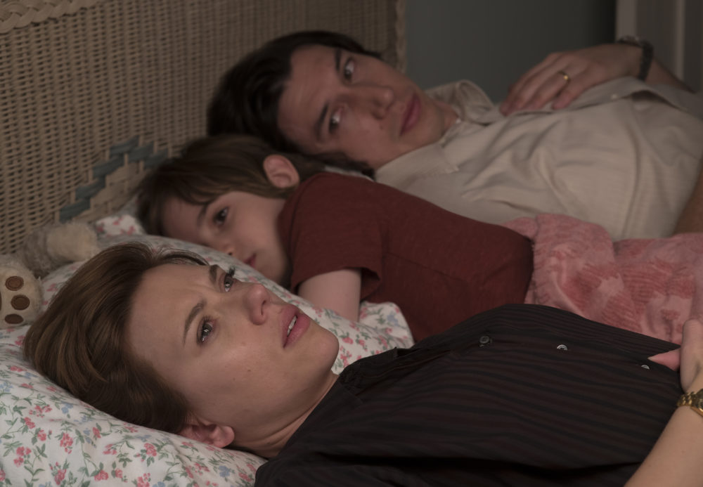 Scarlett Johansson, Azhy Robertson and Adam Driver in "Marriage Story." (Courtesy Wilson Webb/Netflix)
