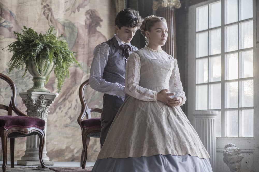 Timothée Chalamet (as Laurie) and Florence Pugh (as Amy) in "Little Women." (Courtesy Wilson Webb/CTMG)