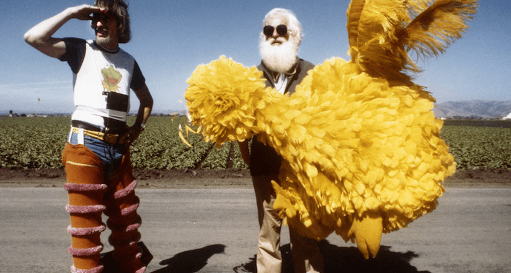 Caroll Spinney and Kermit Love on the set of a "Sesame Street" production. (Courtesy Debra Spinney)