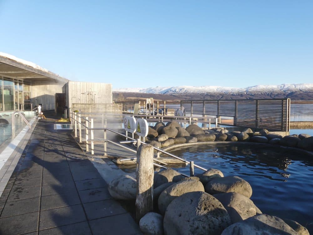 Natural geothermal baths at Laugarvatn Fontana spa. (Karyn Miller-Medzon/Here & Now)