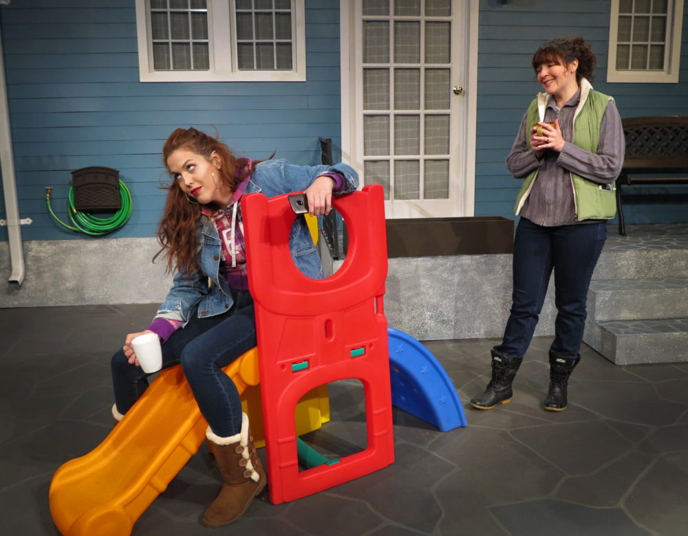Lily Kaufman as Lina (left) and Becca A. Lewis as Jessie in the Apollinaire Theatre Company's production of "Cry It Out." (Courtesy)