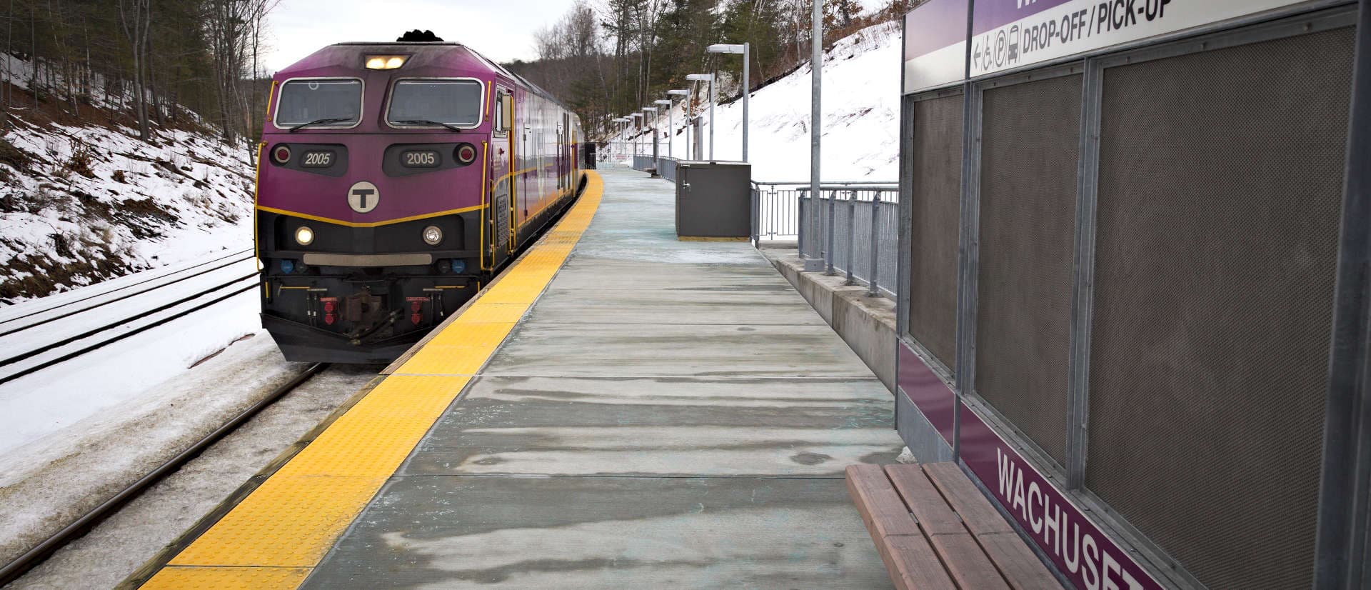 A commuter rail train is shown at the Wachusett station. (Courtesy of MBTA)