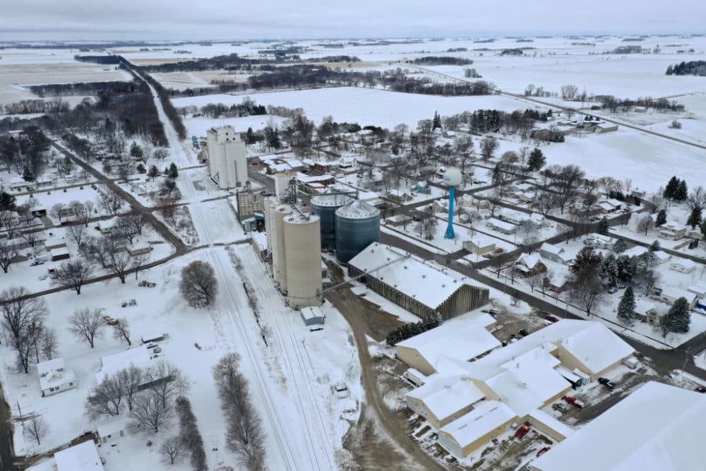 Aerial view snow blanketing town on Nov. 27, 2019 in Rudd, Iowa. (Scott Olson/Getty Images)