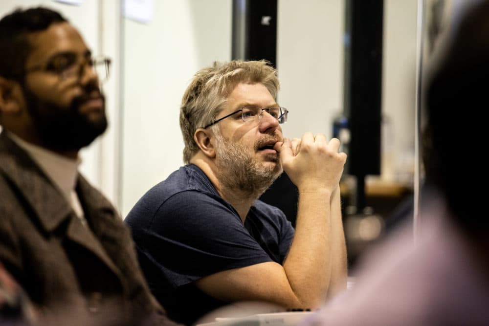 Dave Malloy looks on in rehearsal for "Moby-Dick." (Courtesy Maria Baranova)