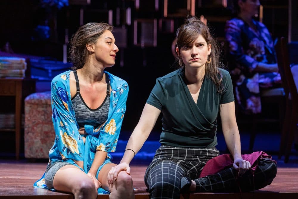 Dana Stern and Liba Vaynberg in the Huntington Theatre Company's production of "We All Fall Down." (Courtesy Nile Hawver)