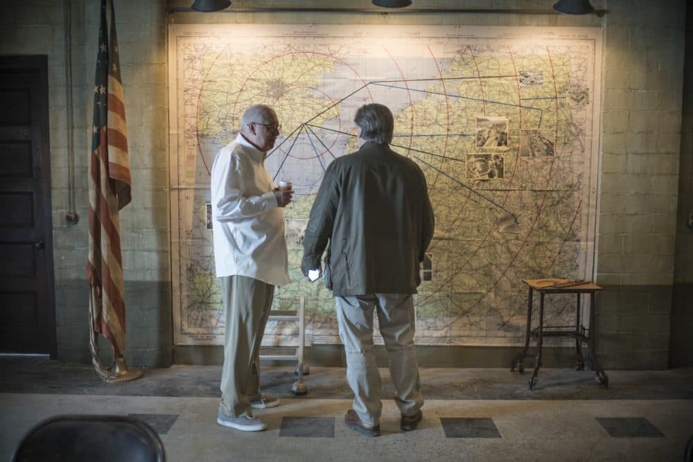 Steve Bannon and Errol Morris photographed on the set of "American Dharma." (Courtesy Nafis Azad)