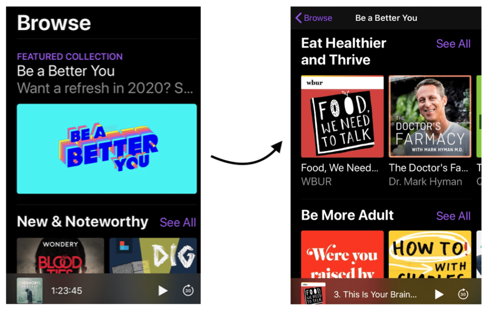 Screenshot of Apple Podcasts on an iPhone