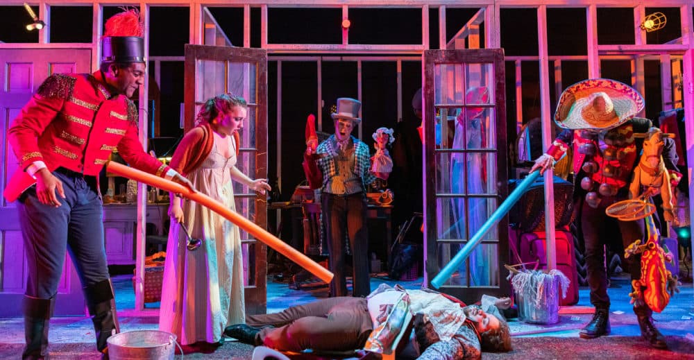 Stewart Evan Smith, Josephine Moshiri Elwood, Debra Wise, Paul Melendy, and Evan Turissini in "Vanity Fair" at Central Square Theater. (Courtesy Nile Scott Studios)