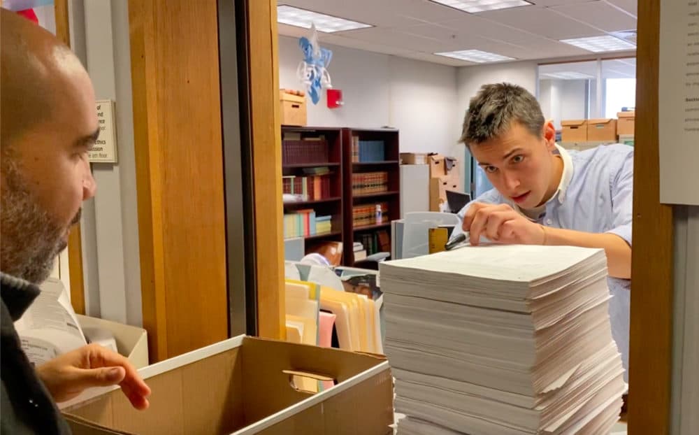 Backers of a ballot initiative aiming to bring ranked-choice voting to Massachusetts statewide elections deliver signatures to the state Secretary of State's office. (Courtesy)
