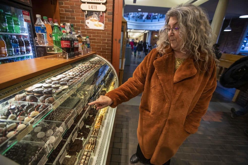 Candy historian Susan Benjamin says the candy on display today at Quincy Market is often the same as those enjoyed by previous generations. (Jesse Costa/WBUR)