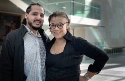 Elias Perea and Makeeba McCreary at the MFA. (Carrie Jung/WBUR)