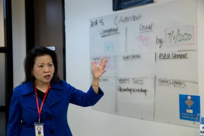 Vida Lin leads the Asian Community Development Council in Las Vegas. The group works to build civic engagement and voter participation among the state's rapidly growing Asian and Pacific Islander community. (Krystal Ramirez for Here & Now)