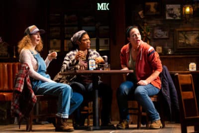 Marianna Bassham, Tyla Abercrumbie, and Jennifer Regan in the Huntington Theatre Company's production of "Sweat." (Courtesy T. Charles Erickson