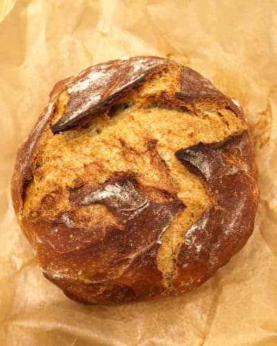 Bread made with whole wheat flour ground by One Mighty Mill in Lynn, Mass. (Andrea Shea/WBUR)