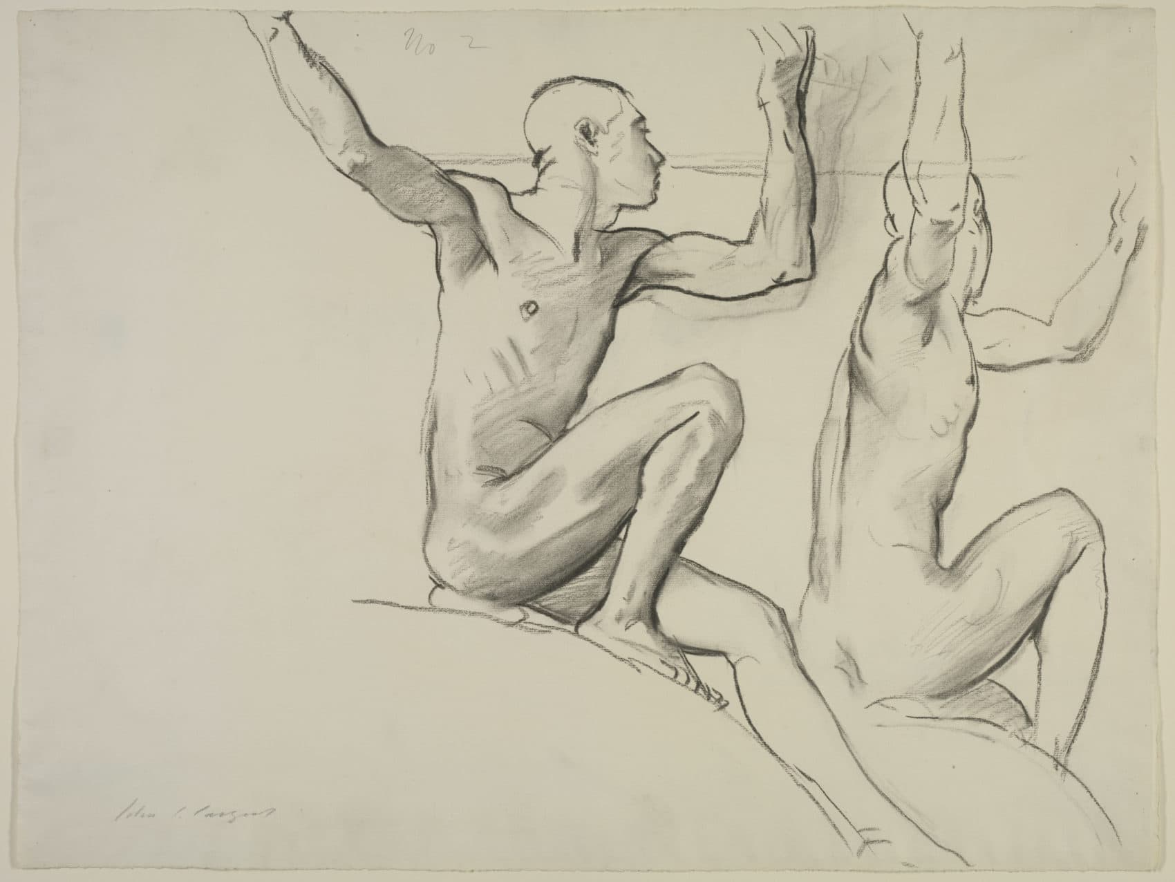 John Singer Sargent, Study of Two Male Nudes for a Cartouche for the Rotunda of the Museum of Fine Arts, Boston. (Courtesy Isabella Stewart Gardner Museum)