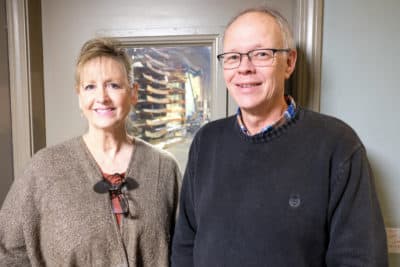 Chris Buchanan and Raelene Riley are hopeful that the tariffs will help their industry in the long run. (Jill Ryan/Here & Now)