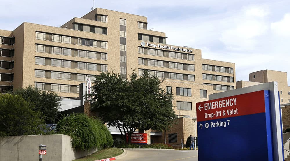 A sign points to the emergency room entrance at Texas Health Presbyterian Hospital. (AP Photo/LM Otero)
