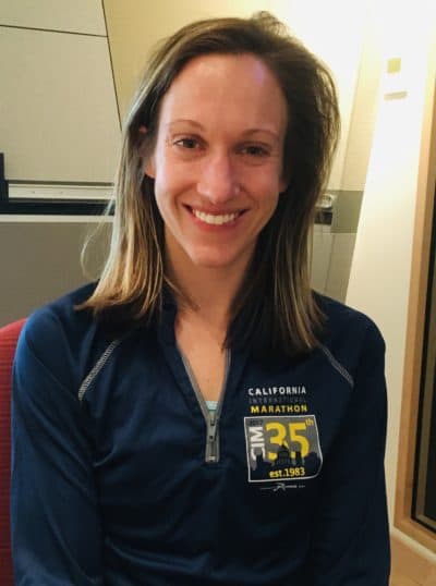 Laura Paulsen, a 30-year-old, Brookline-based runner, is pictured. (Alex Ashlock/WBUR)