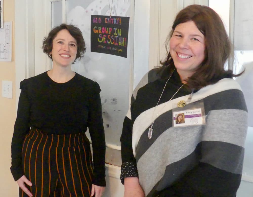 Sarah Landres, board of directors, and Kerry Norton, co-founder/executive director of Hope on Haven Hill. (Karyn Miller-Medzon/Here & Now)