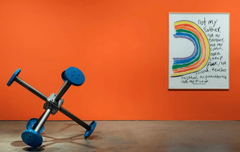 Sable Elyse Smith’s Coloring Book 33 and Pivot I. (Courtesy MIT List Visual Arts Center)