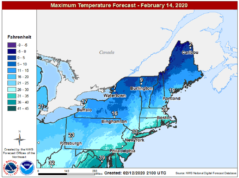 Cold weather is likely on Friday and Saturday with readings below freezing. (Courtesy NOAA)