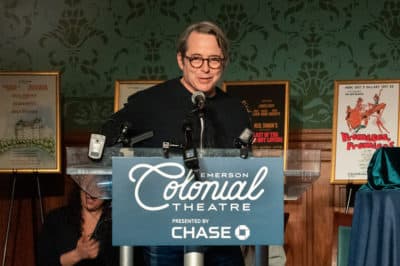 Matthew Broderick honoring playwright Neil Simon on Feb. 14 at the Emerson Colonial Theatre in Boston. (Allison Hagan/Here & Now)