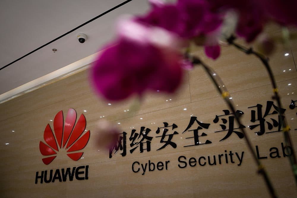 A Huawei logo is seen at the entrance of the Huawei Cyber Security Lab at a Huawei production base during a media tour in Donggguan, China's Guangdong province on March 6, 2019. Chinese telecom giant Huawei gave foreign media a peek into its state-of-the-art facilities on March 6 as the normally secretive company steps up a counter-offensive against US warnings that it could be used by Beijing for espionage and sabotage. (WANG ZHAO/AFP via Getty Images)