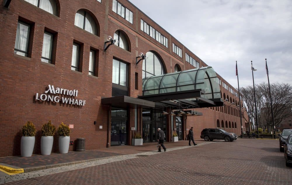 The Marriott Long Wharf hotel in Boston. (Robin Lubbock/WBUR)