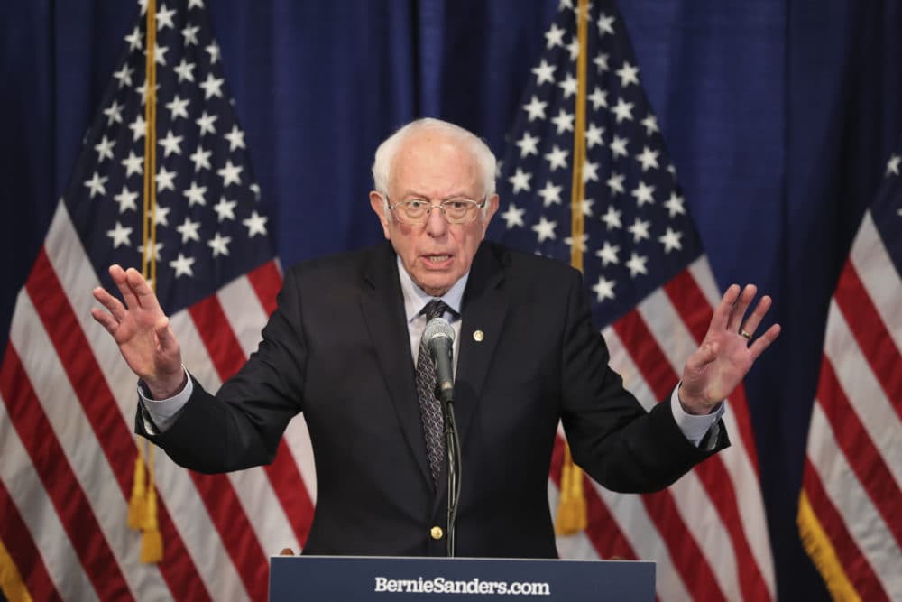 Democratic presidential candidate, Sen. Bernie Sanders, I-Vt., speaks to reporters on Wednesday, March 11, 2020, in Burlington, Vt. (Charles Krupa/AP)