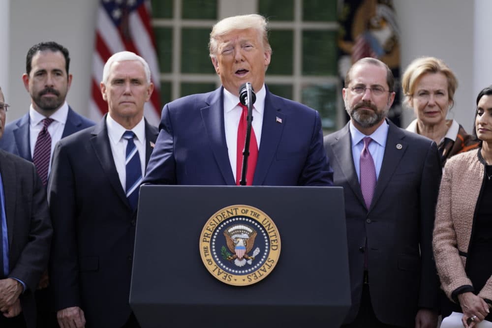 President Donald Trump speaks during a news conference about the coronavirus in the Rose Garden of the White House, Friday, March 13, 2020, in Washington. (Evan Vucci/AP)