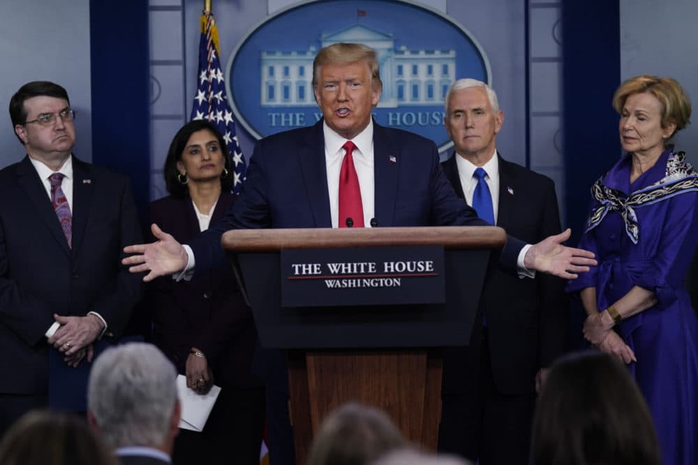 President Donald Trump speaks during press briefing with the Coronavirus Task Force, at the White House, Wednesday, March 18, 2020, in Washington. (Evan Vucci/AP)