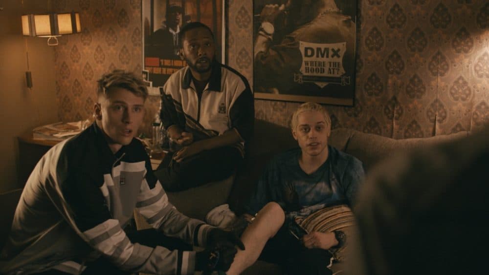 Pete Davidson (right), Omar Shariff Brunson Jr. (center) and Machine Gun Kelly in "Big Time Adolescence." (Courtesy NEON)