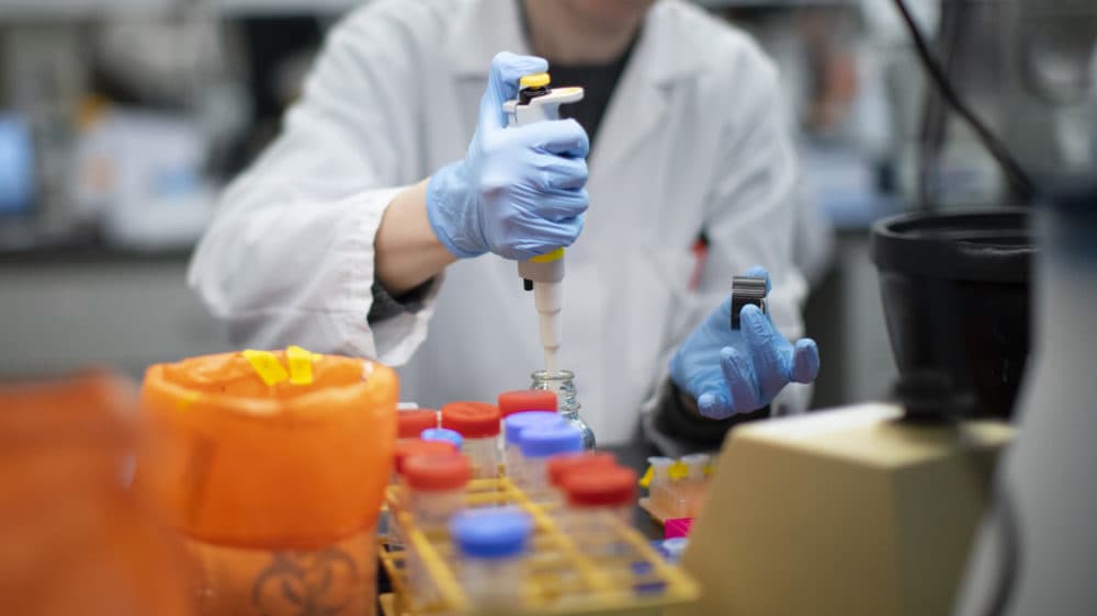A researcher works in a lab that is developing testing for the COVID-19 coronavirus at Hackensack Meridian Health Center for Discovery and Innovation on February 28, 2020 in Nutley, New Jersey. (Kena Betancur/Getty Images)