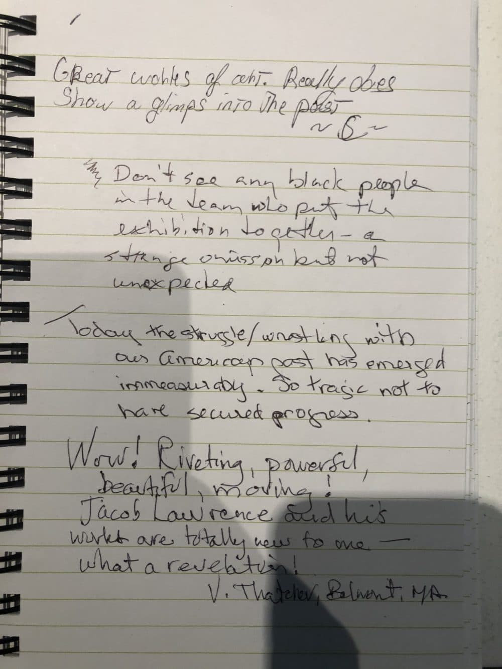 One visitor wrote: "Don't see any black people in the team who put the exhibition together - a strange omission but not unexpected." (Cristela Guerra/WBUR)
