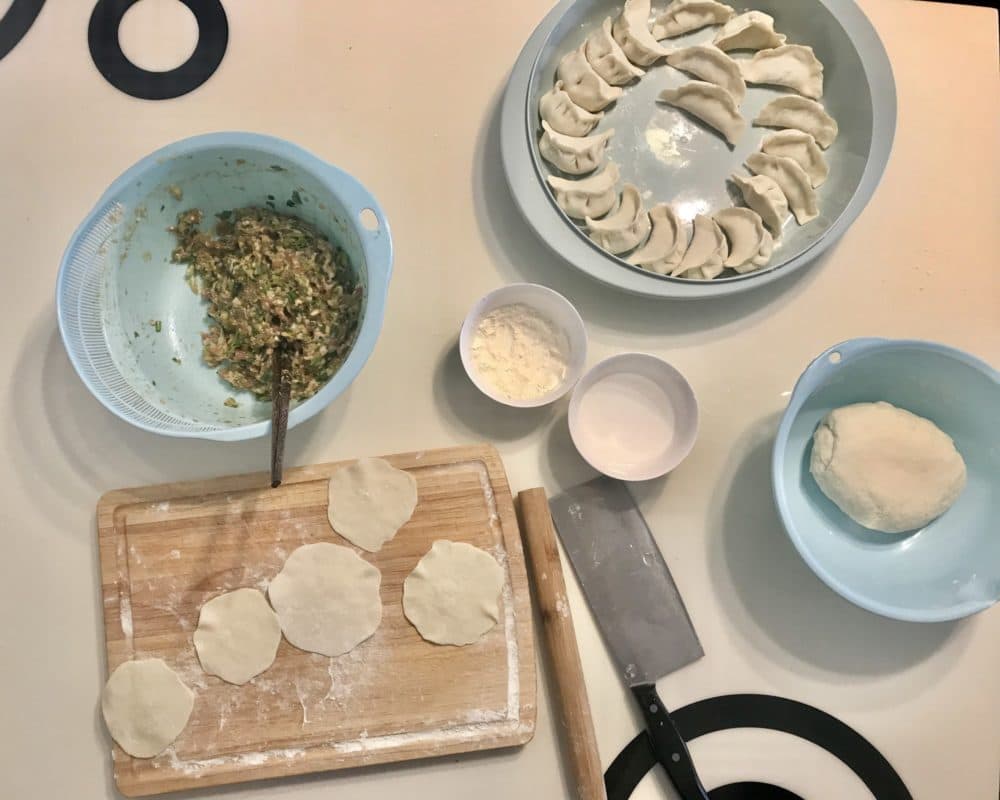 The author and her mother make dumplings. (Courtesy)