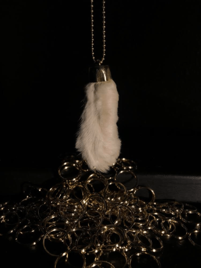 Ball chain, a rabbit's foot and key chains are all being used in Georden West's installation "Queer Body in Ecstasy." (Courtesy Zachary Thomas)