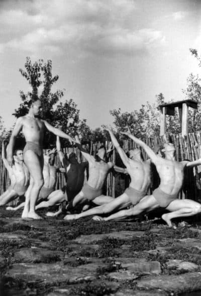 Ted Shawn teaching his "Men Dancers." (Courtesy Richard Merrill/Oxford University Press)