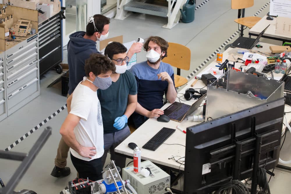 Illustration picture shows the VUB FabLab which is working on a prototype of a ventilator to help in the Coronavirus crisis, Tuesday 07 April 2020. (NICOLAS MAETERLINCK/BELGA MAG/AFP via Getty Images)