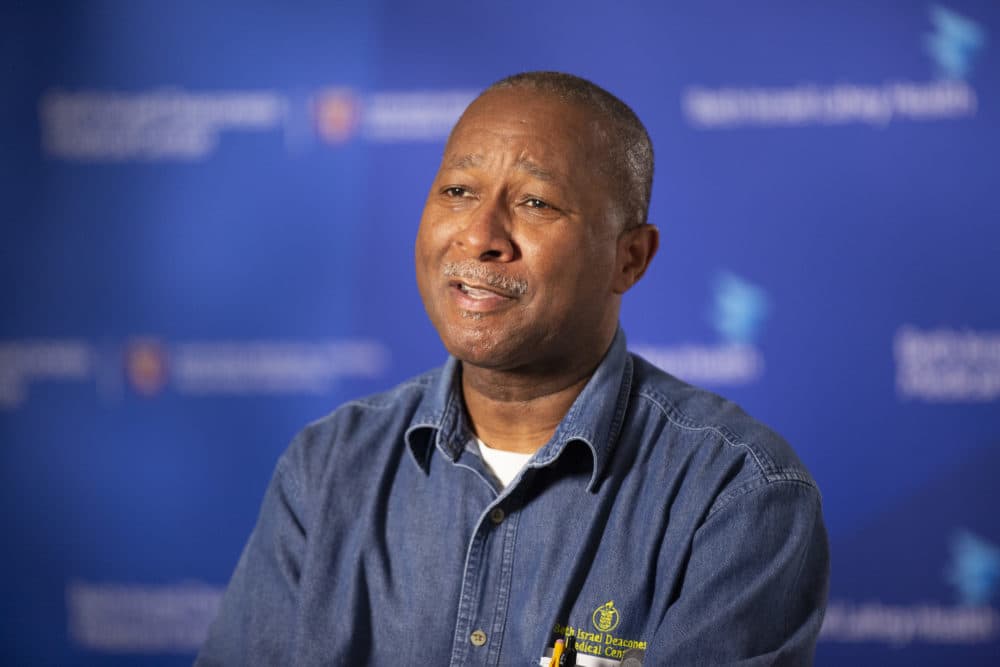 Lindon Beckford has worked as a hospital transporter for 35 years and calms patients at Beth Israel Deaconess Medical Center with his singing. (Courtesy Danielle Duffey/BIDMC)