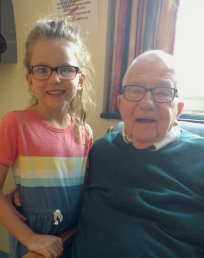John MacKay and his great-granddaughter at the Soldiers' Home in August 2019. (Courtesy Maura Fierro)