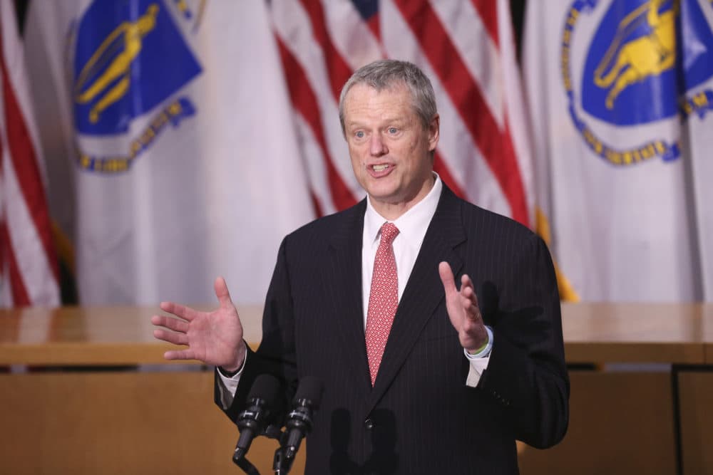 Gov. Charlie Baker speaks to the media on Friday at the State House.(Nicolaus Czarnecki/MediaNews Group/Boston Herald)