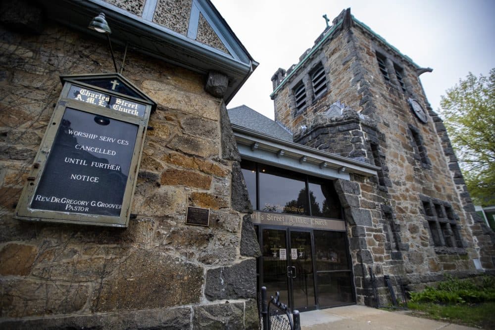 The Charles Street A.M.E. Church in Dorchester is closed until further notice. (Jesse Costa/WBUR)