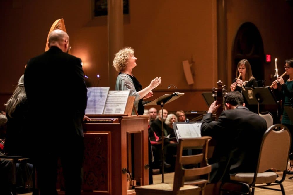 Anne Azéma conducting the Boston Camerata. (Courtesy Dan Busler)