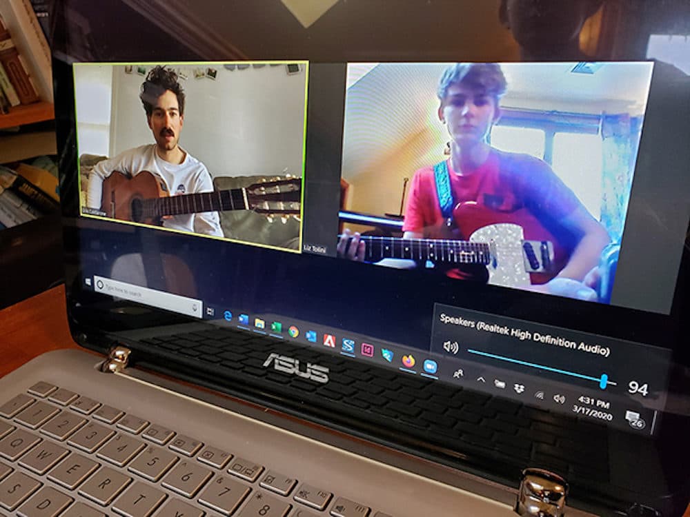 SSC guitar educator Erik Caldarone teaches a virtual private lesson. (Courtesy)